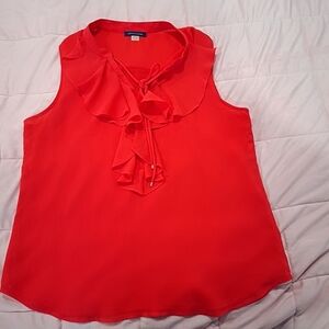 Women's Red Ruffled Sleeveless Top